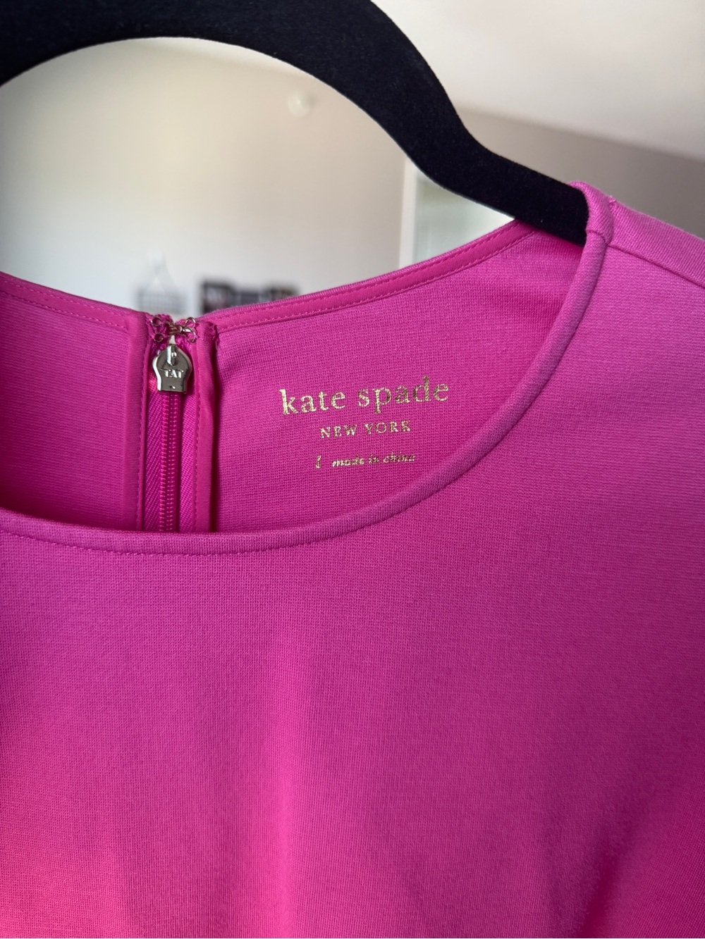kate spade Hot Pink Puff-Sleeve Mini Dress Size Large Preppy Sorority Rushing - Picture 3 of 5